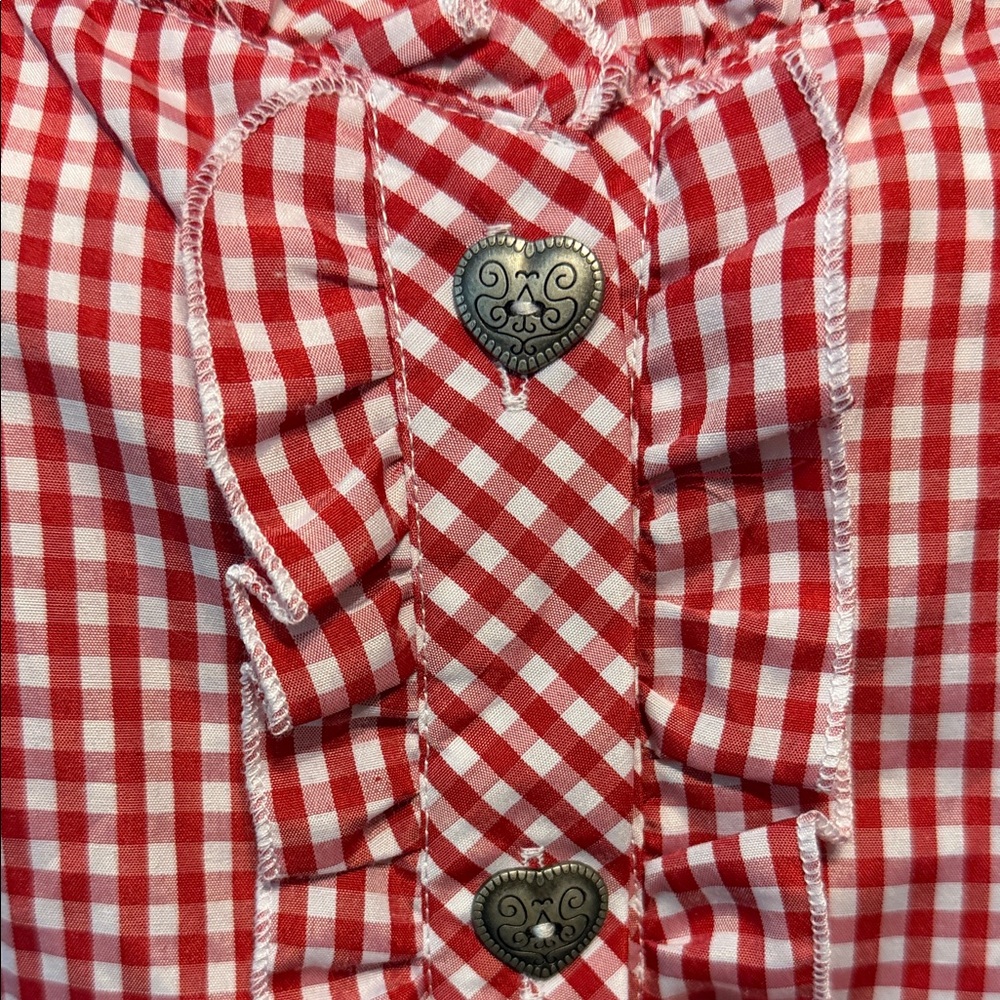 Red Gingham Button-Down Blouse - image 2